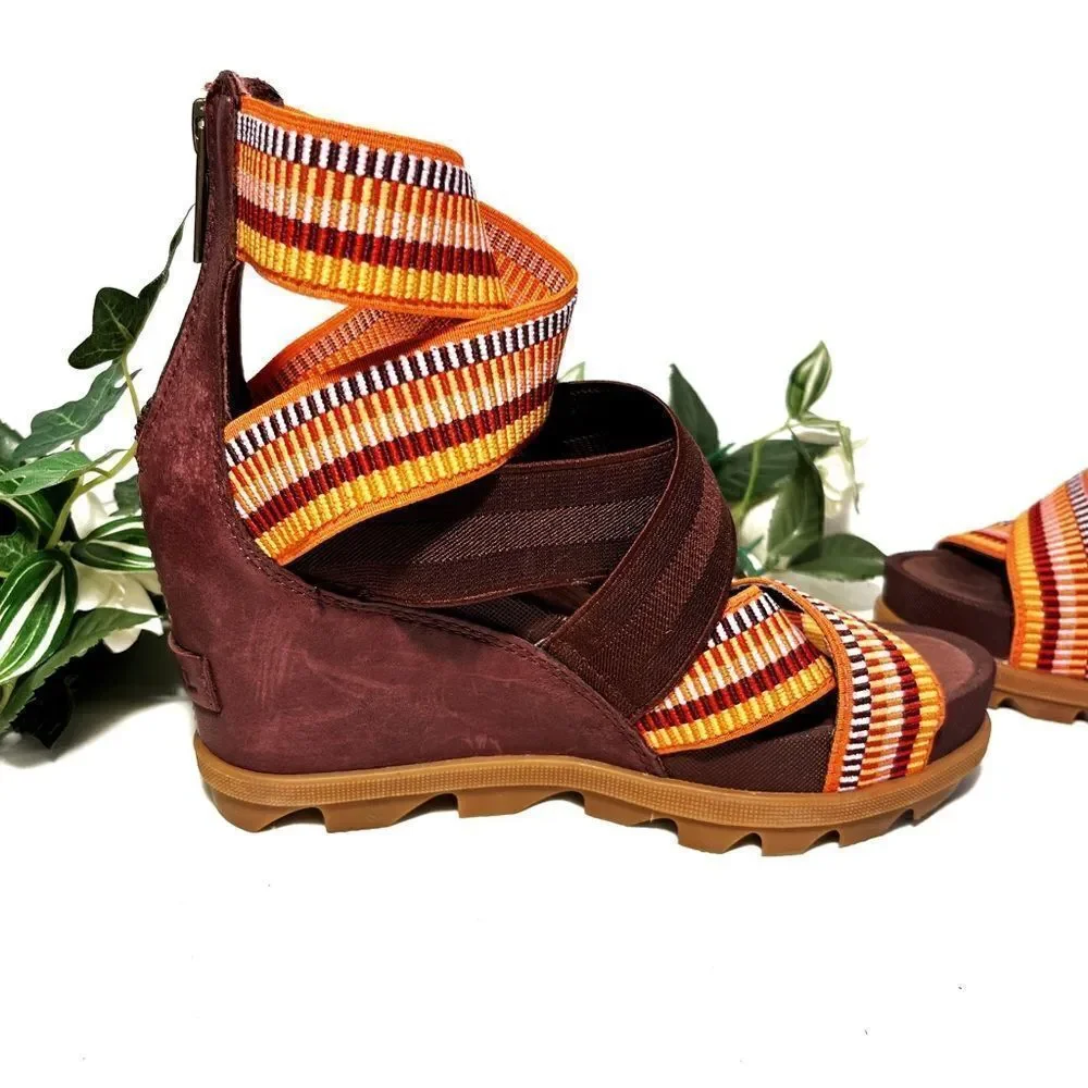 Sorel Joanie II Strap Wedge Sandal EUC Size [6.5 ] Burgandy - Picture 5 of 14